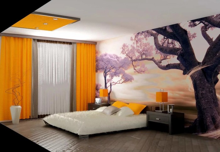 Дизайн спальни с фотообоями: советы по оформлению комнаты и 50 интерьерных решений